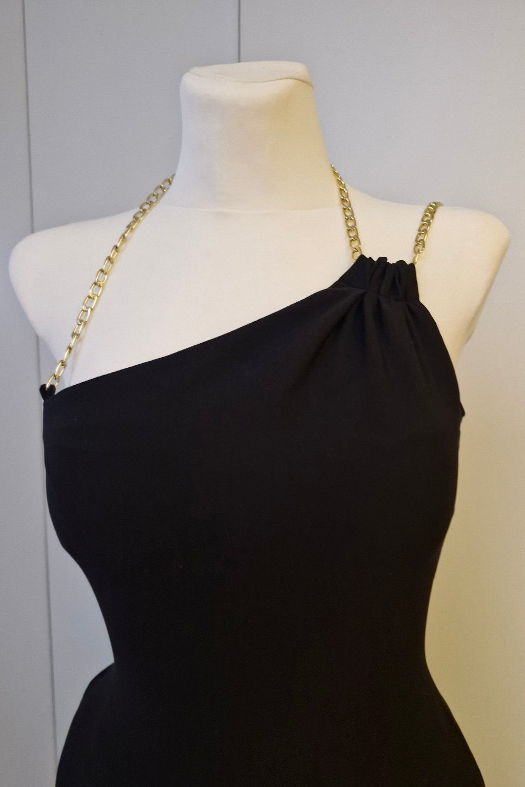 Long black party dress with slit