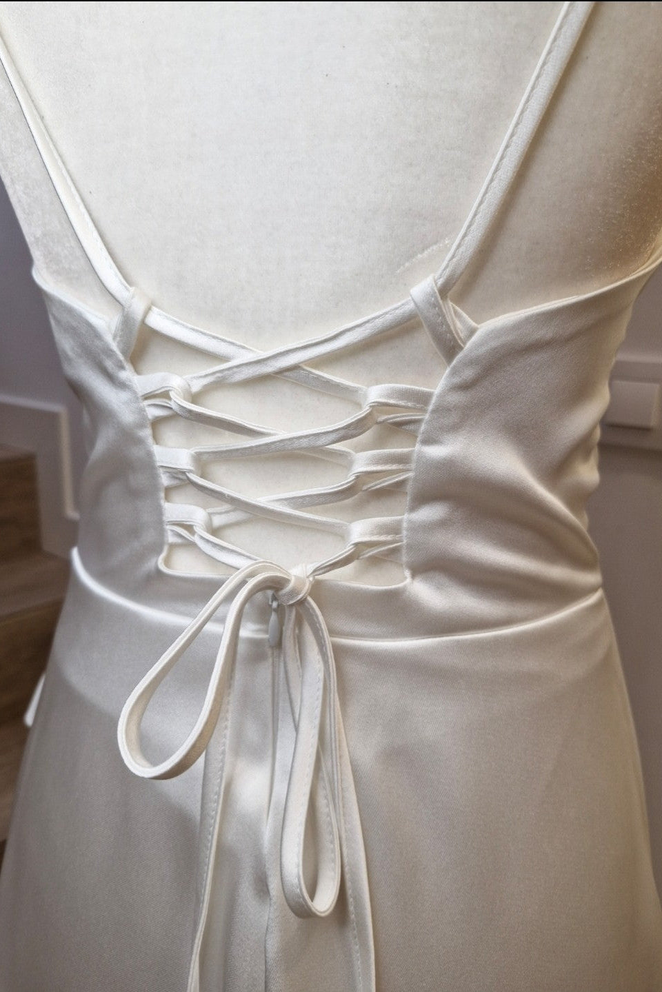 Off-white corset-style wedding dress