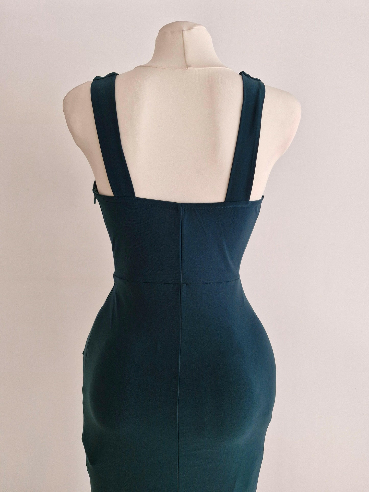 Long guest dress with ruffle detail