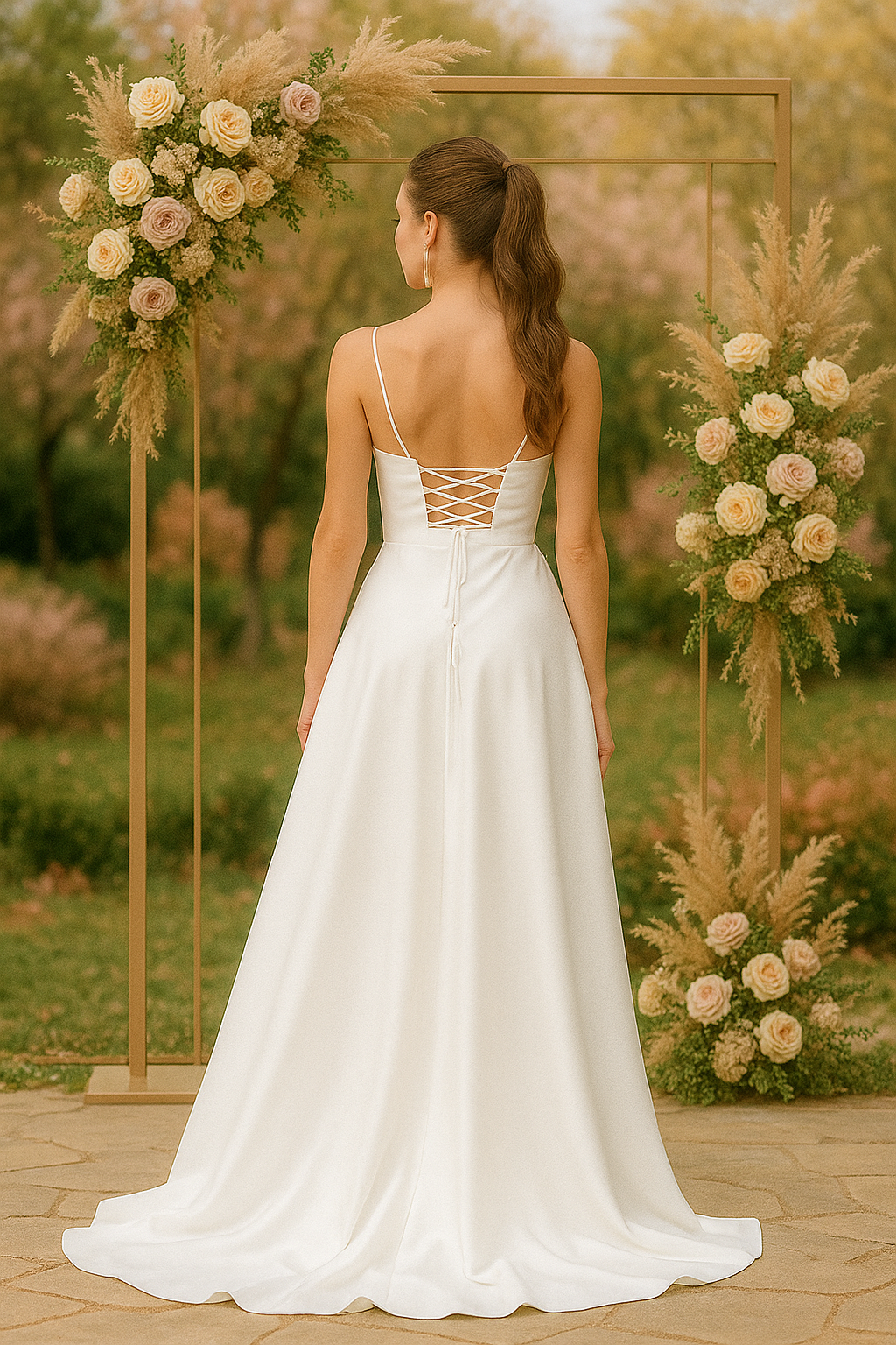 Off-white corset-style wedding dress