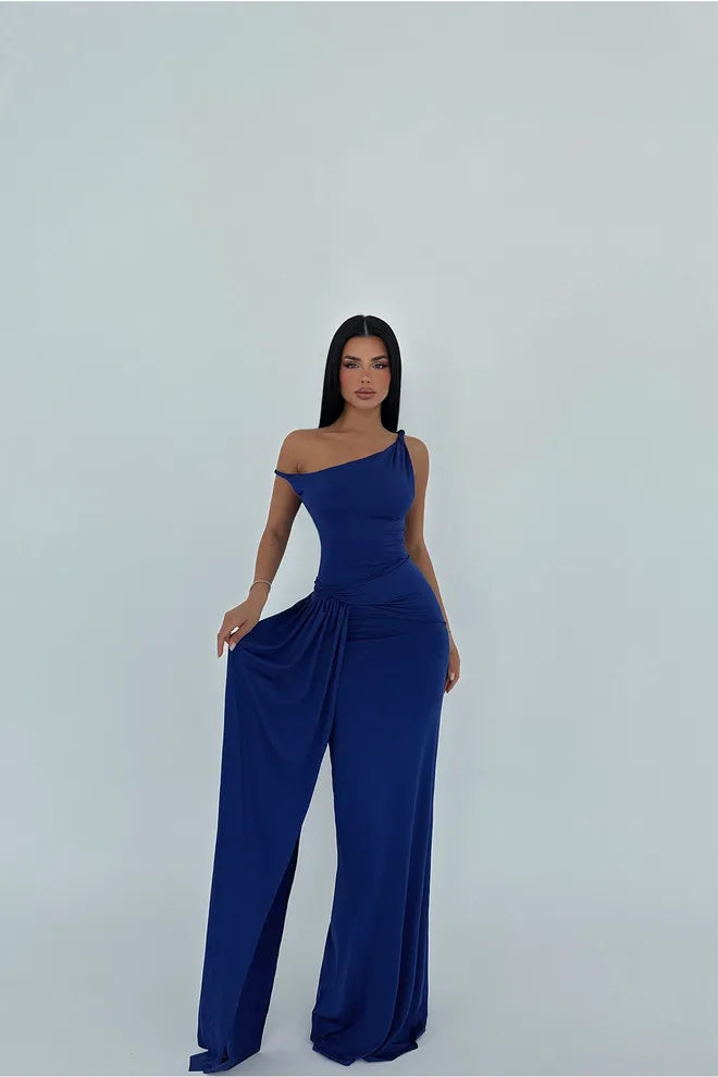 Long cobalt blue party dress