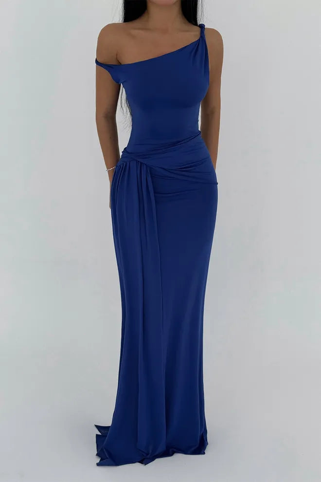 Long cobalt blue party dress