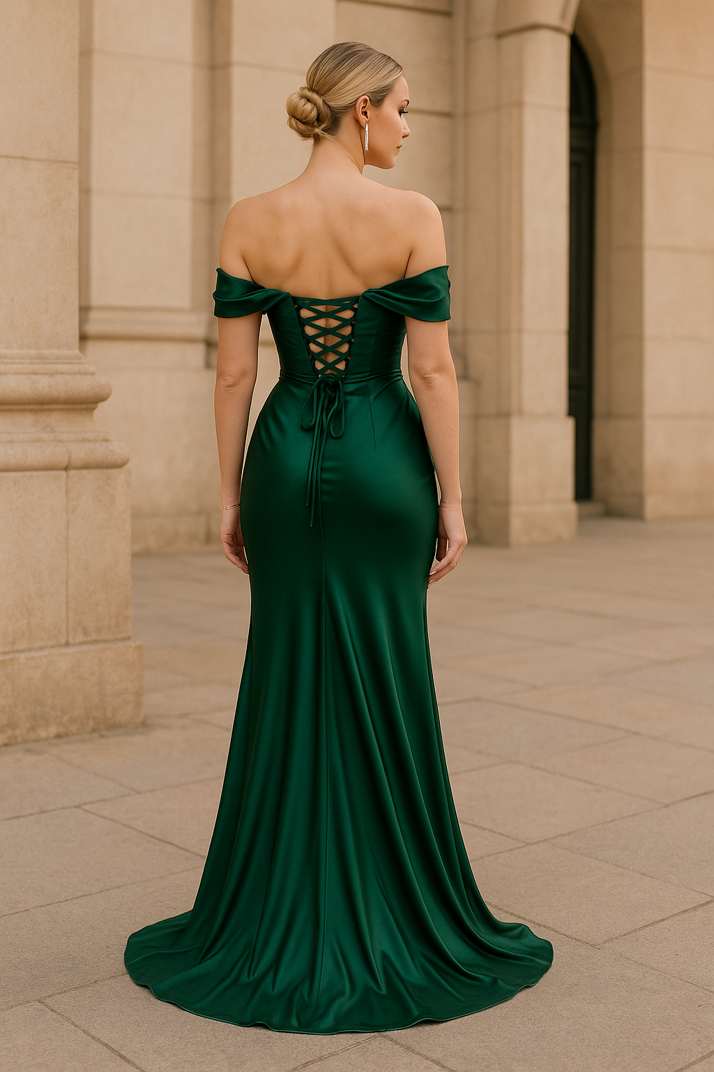 Green party dress with corset