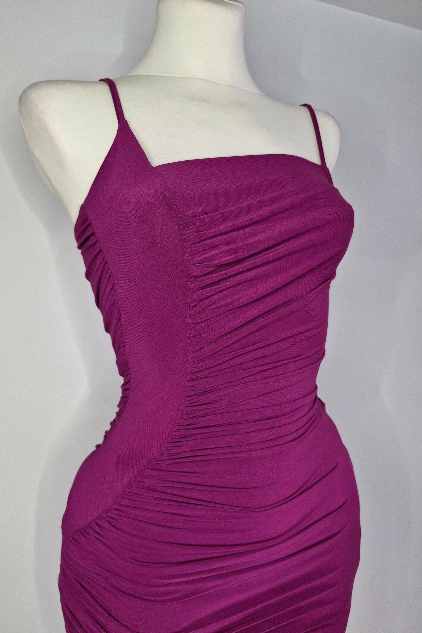 Short asymmetrical bougainvillea party dress