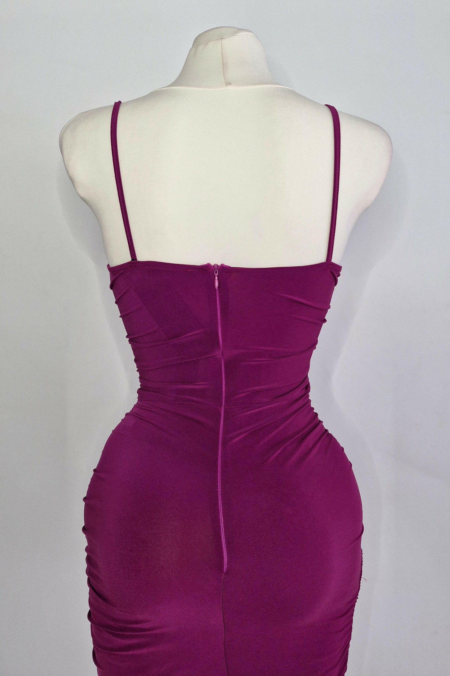 Short asymmetrical bougainvillea party dress