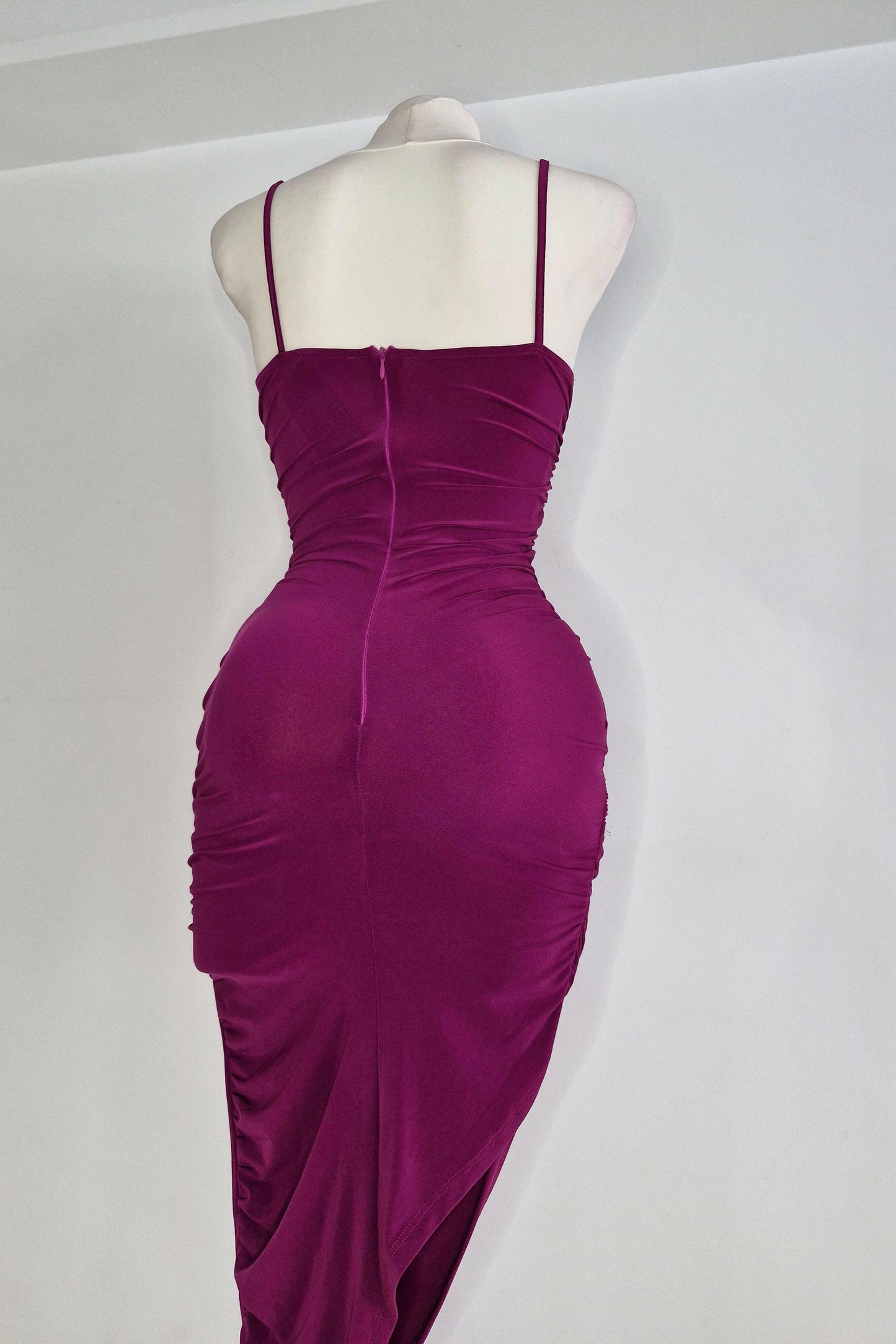 Short asymmetrical bougainvillea party dress