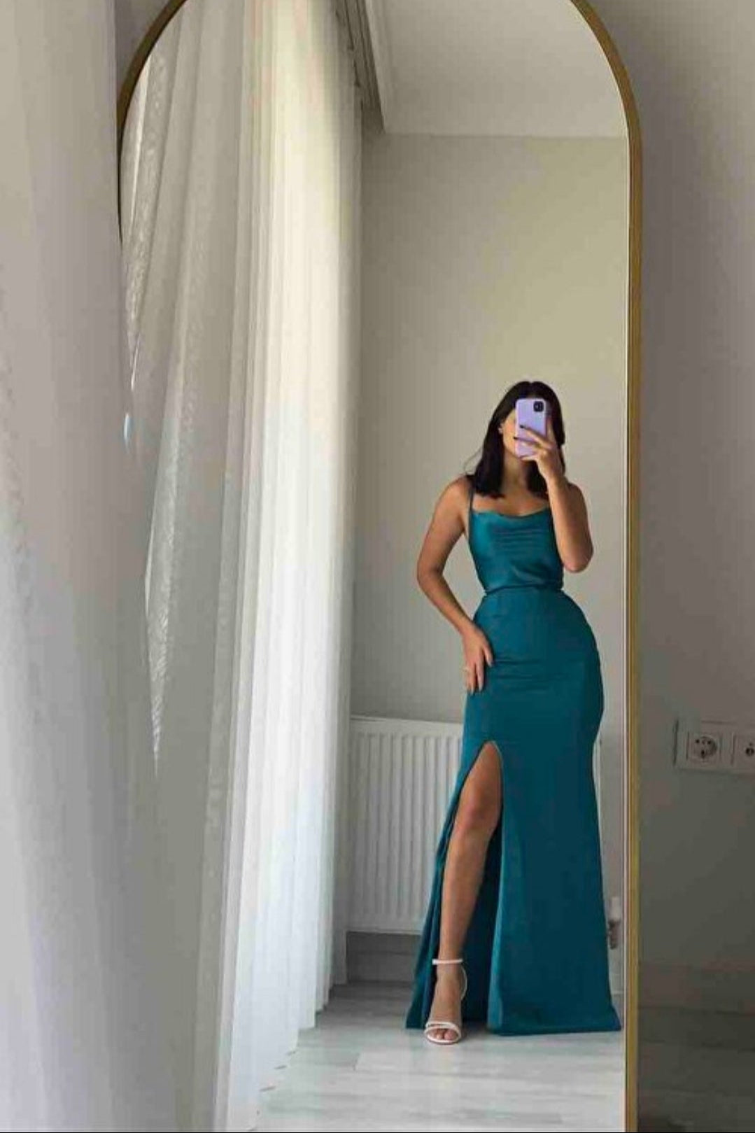 Long turquoise party dress