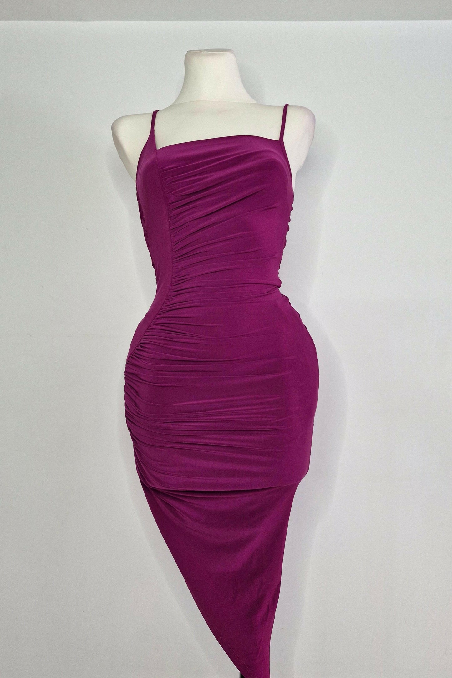Short asymmetrical bougainvillea party dress