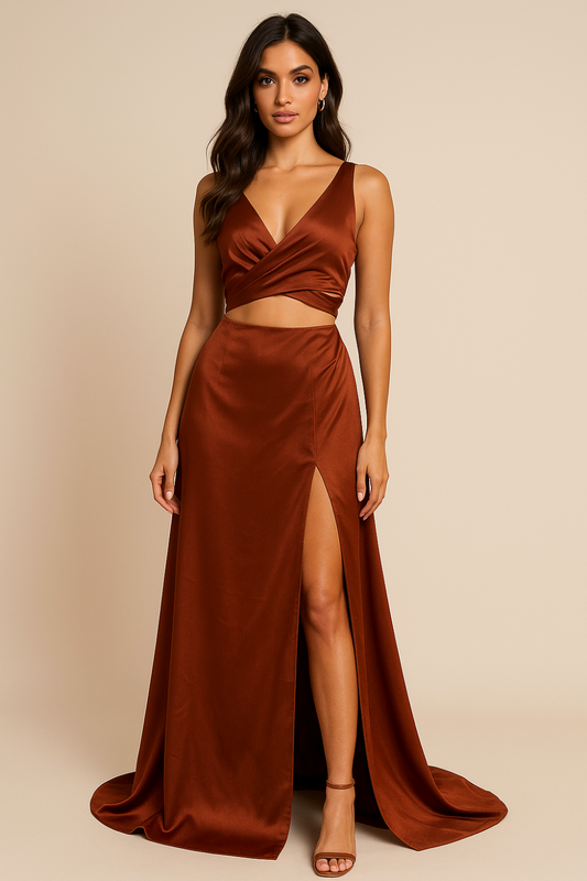 Long tile dress with cut-out design