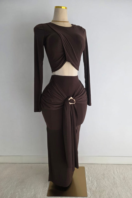 Conjunto dos piezas marrón chocolate