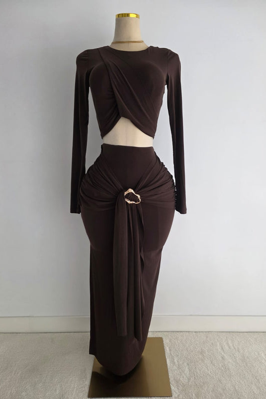 Conjunto dos piezas marrón chocolate